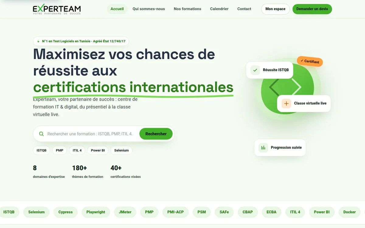 Aperçu du site Experteam